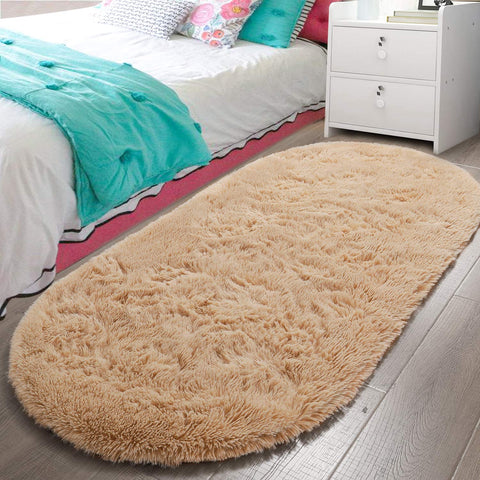 Fluffy Carpet Soft Bedroom Rug 63" x 31.5" Inch Elliptic Modern Shaggy Area Rugs For Bedroom Home Decor