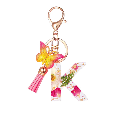 Cute Key Chains Letter Keychains With Tassel Butterfly Charm For Purse