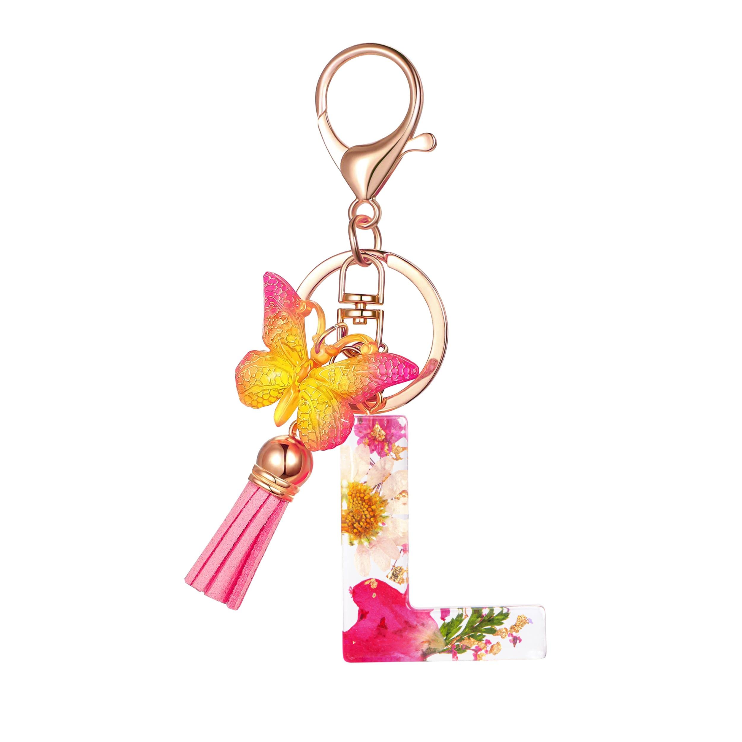 Cute Key Chains Letter Keychains With Tassel Butterfly Charm For Purse