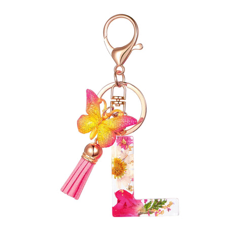 Cute Key Chains Letter Keychains With Tassel Butterfly Charm For Purse