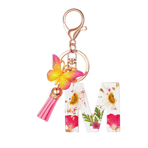 Cute Key Chains Letter Keychains With Tassel Butterfly Charm For Purse