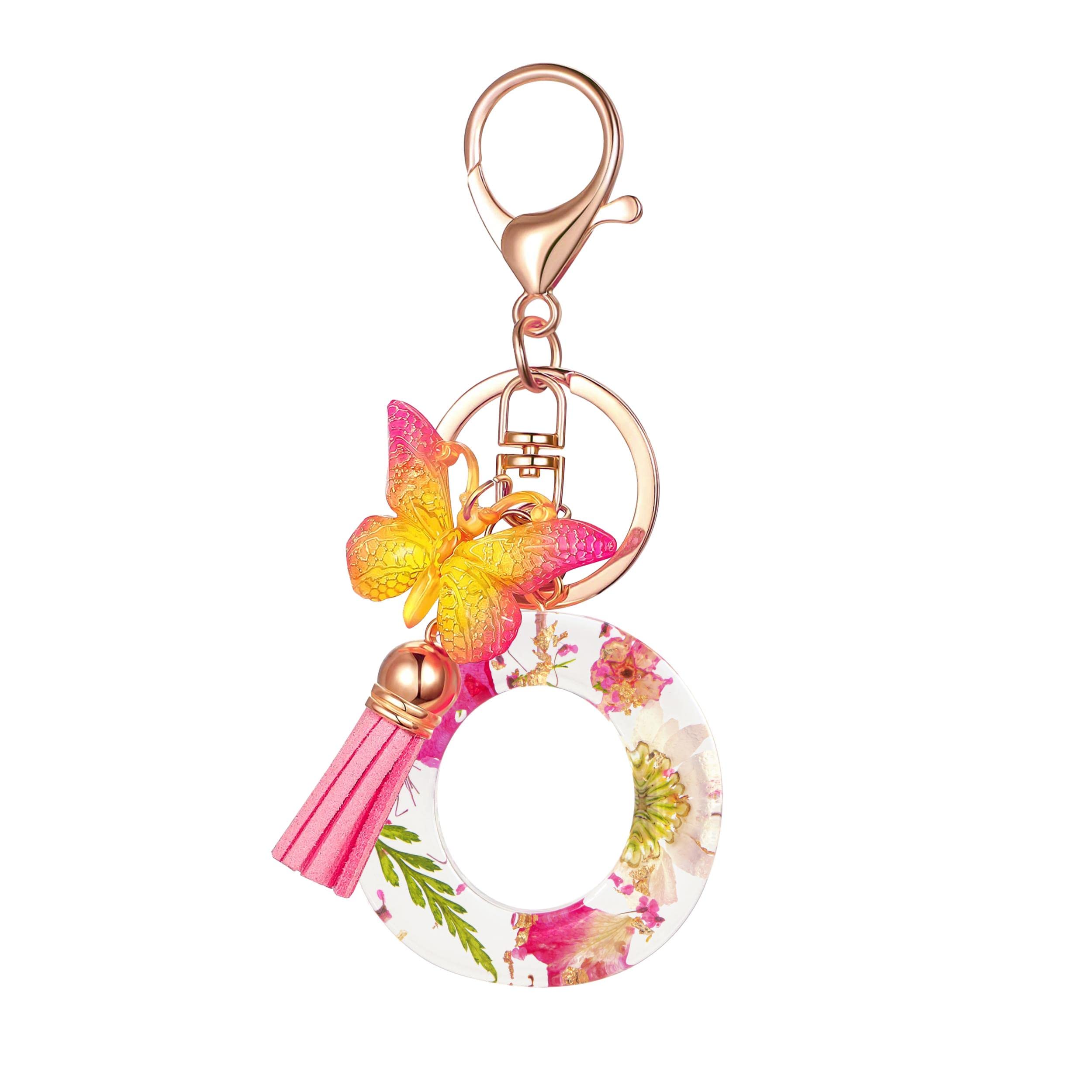 Cute Key Chains Letter Keychains With Tassel Butterfly Charm For Purse