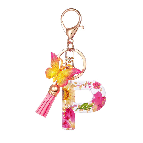 Cute Key Chains Letter Keychains With Tassel Butterfly Charm For Purse