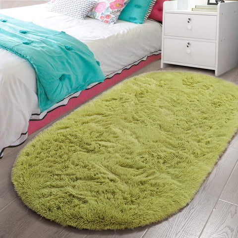 Fluffy Carpet Soft Bedroom Rug 63" x 31.5" Inch Elliptic Modern Shaggy Area Rugs For Bedroom Home Decor