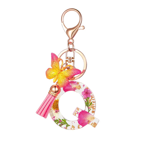 Cute Key Chains Letter Keychains With Tassel Butterfly Charm For Purse