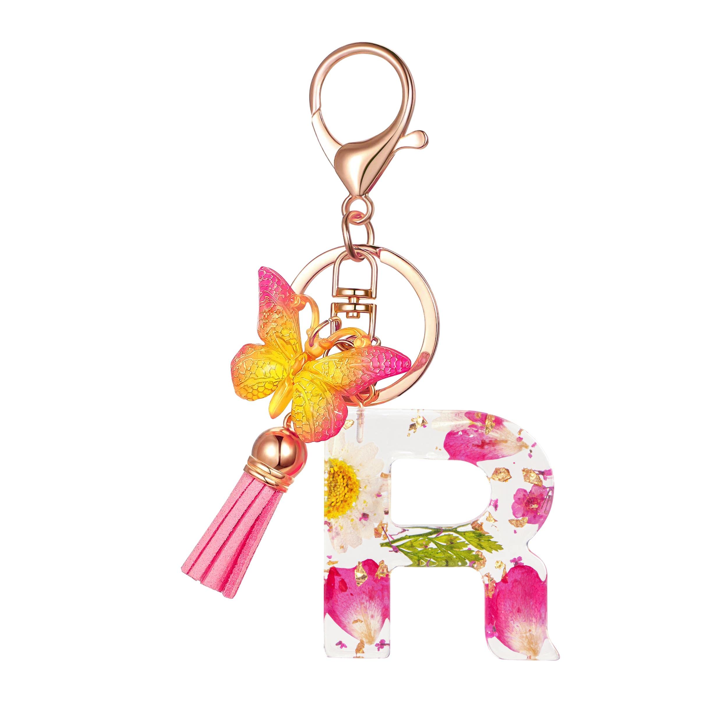 Cute Key Chains Letter Keychains With Tassel Butterfly Charm For Purse