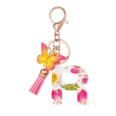 Cute Key Chains Letter Keychains With Tassel Butterfly Charm For Purse