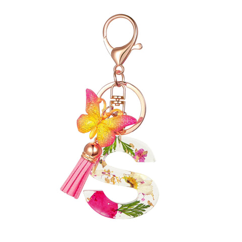 Cute Key Chains Letter Keychains With Tassel Butterfly Charm For Purse