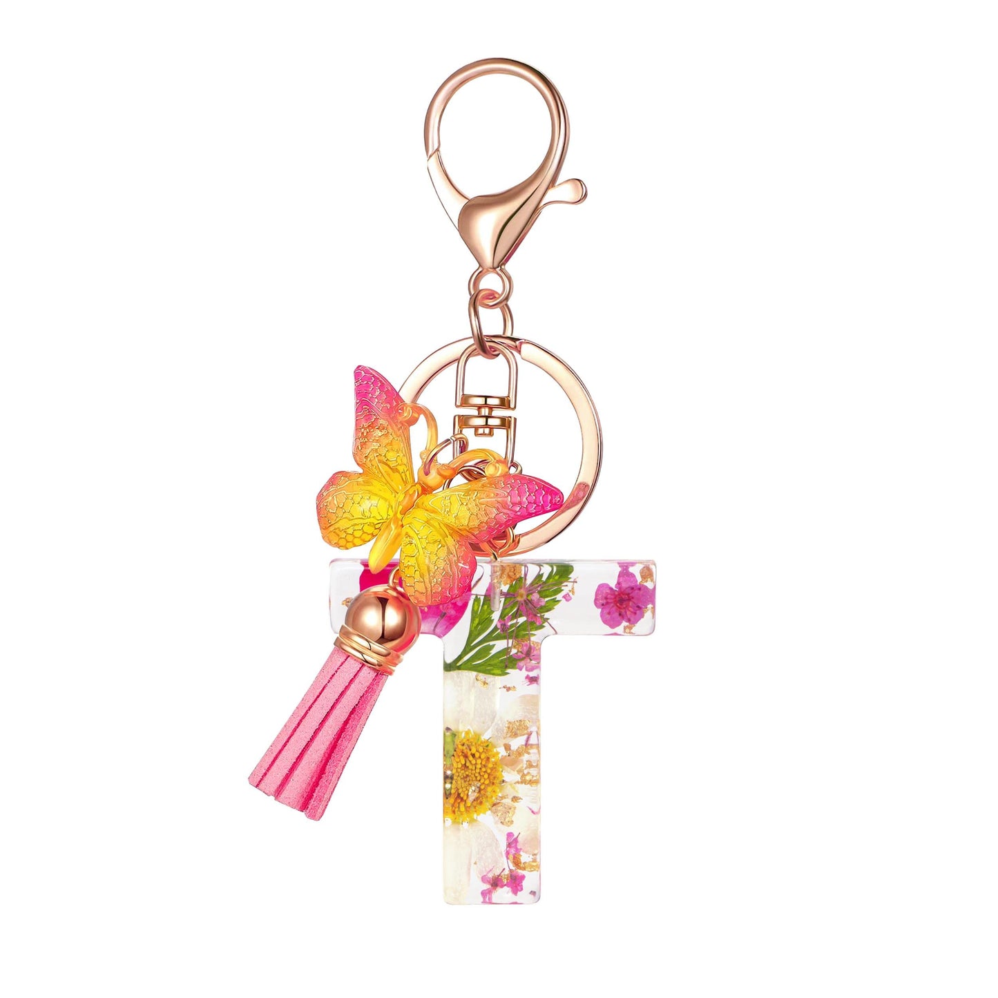 Cute Key Chains Letter Keychains With Tassel Butterfly Charm For Purse