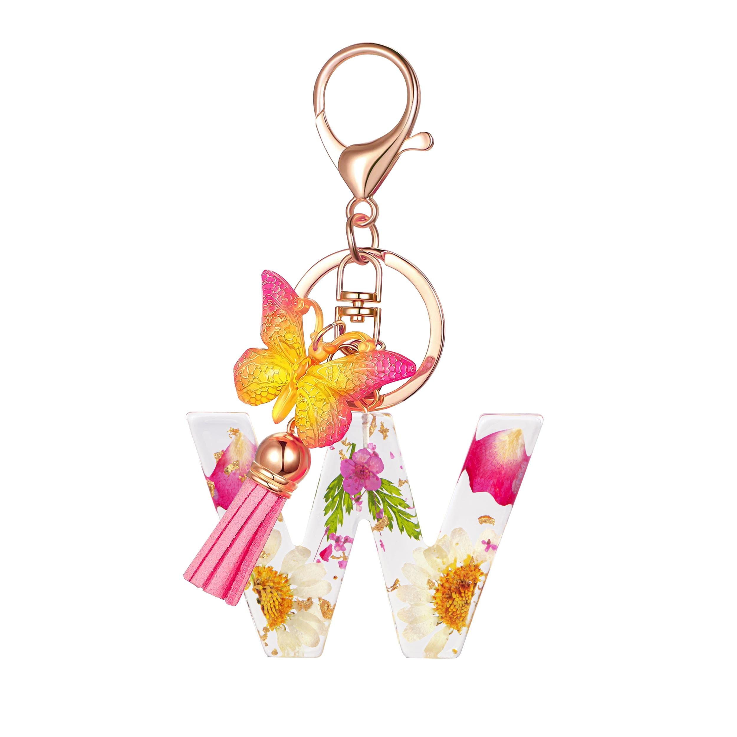 Cute Key Chains Letter Keychains With Tassel Butterfly Charm For Purse