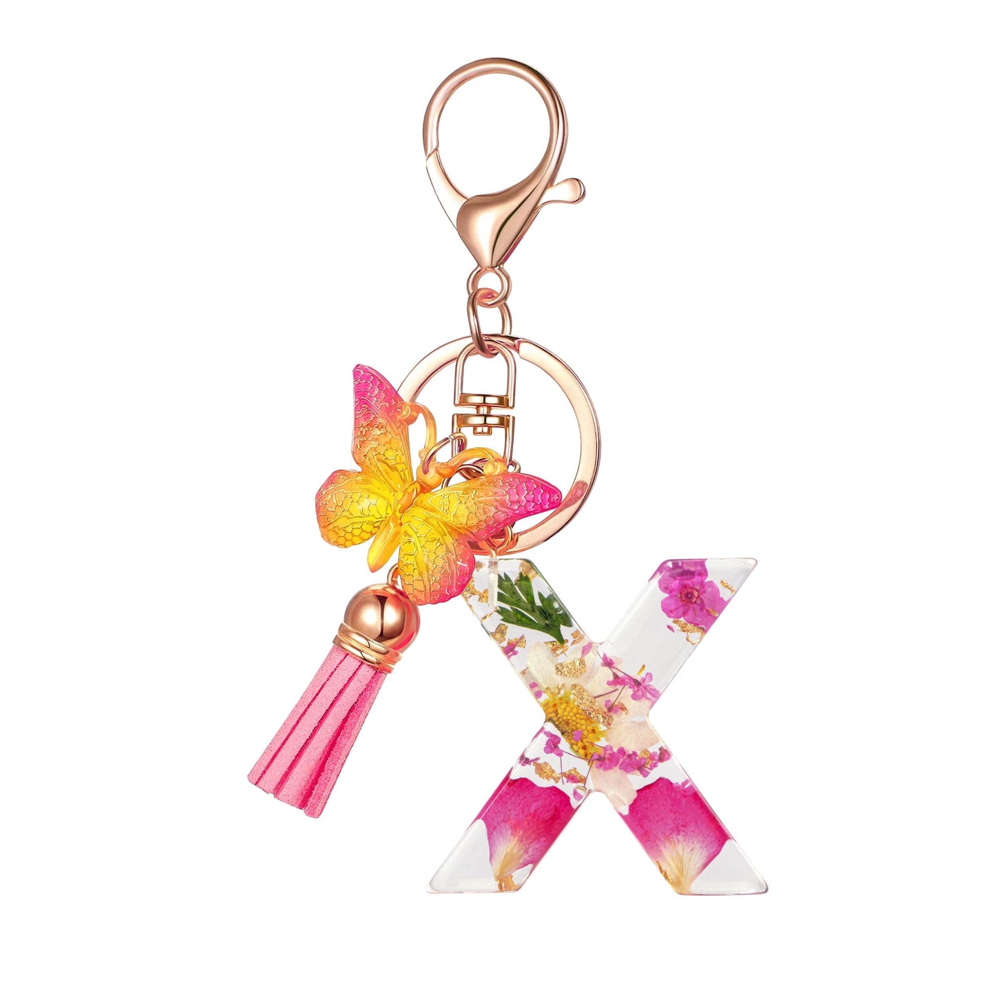 Cute Key Chains Letter Keychains With Tassel Butterfly Charm For Purse