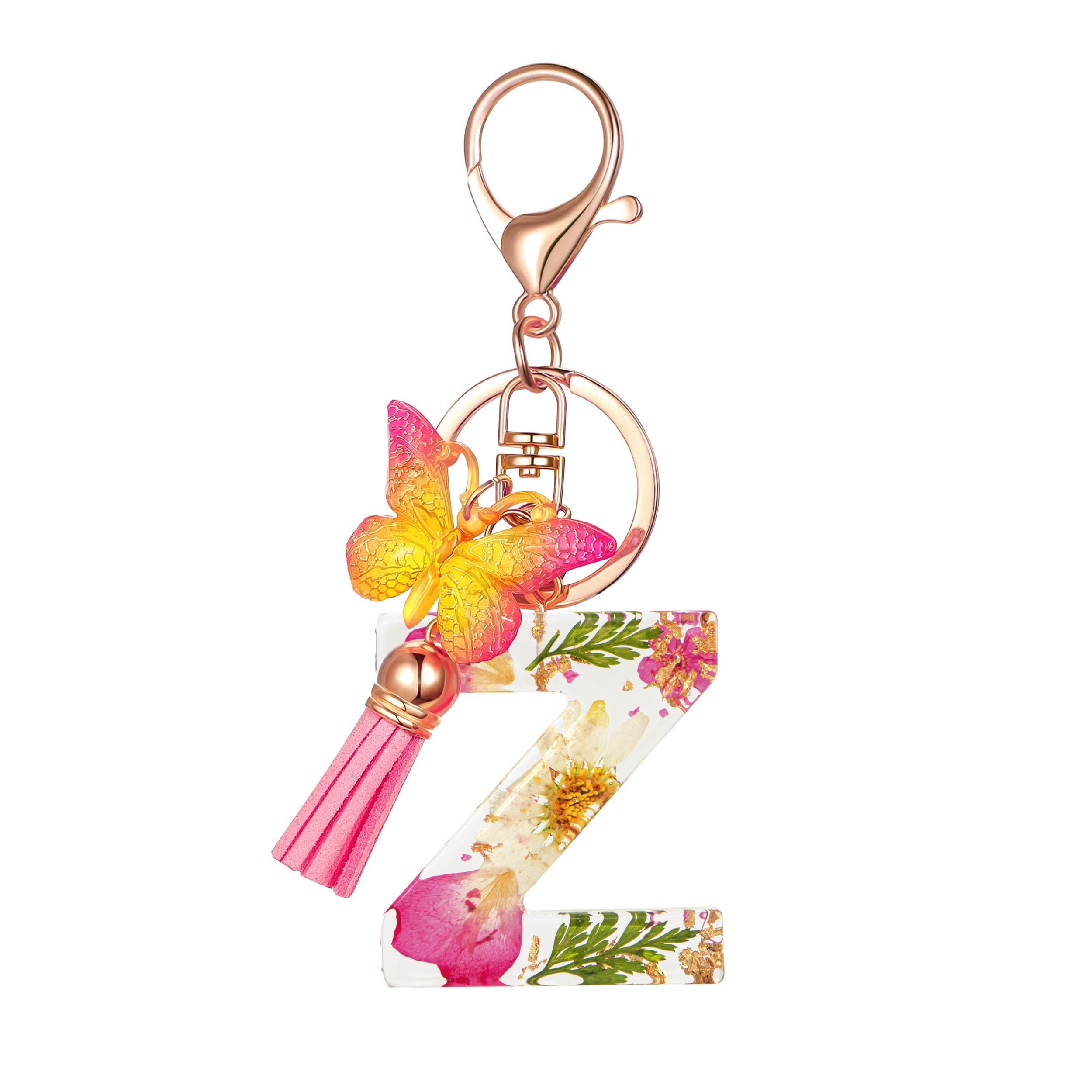 Cute Key Chains Letter Keychains With Tassel Butterfly Charm For Purse