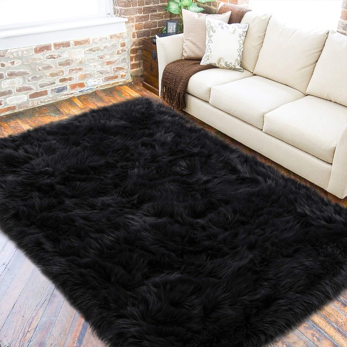 Washable Furry Carpet Dorm Floor Durable Faux Throw Carpet Soft Fluffy Faux Fur Rugs For Living Room